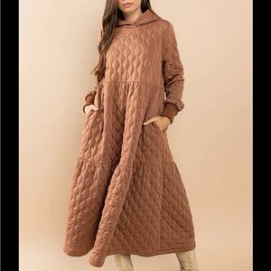 Quilted Brown Maxi Dress